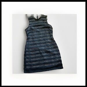 J. Crew Size 12 black sleeveless high neck fringed crochet dotted dress